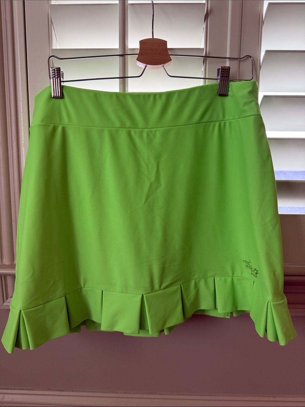 Tzu Tzu Lime Green Ruffle-Hem Skort